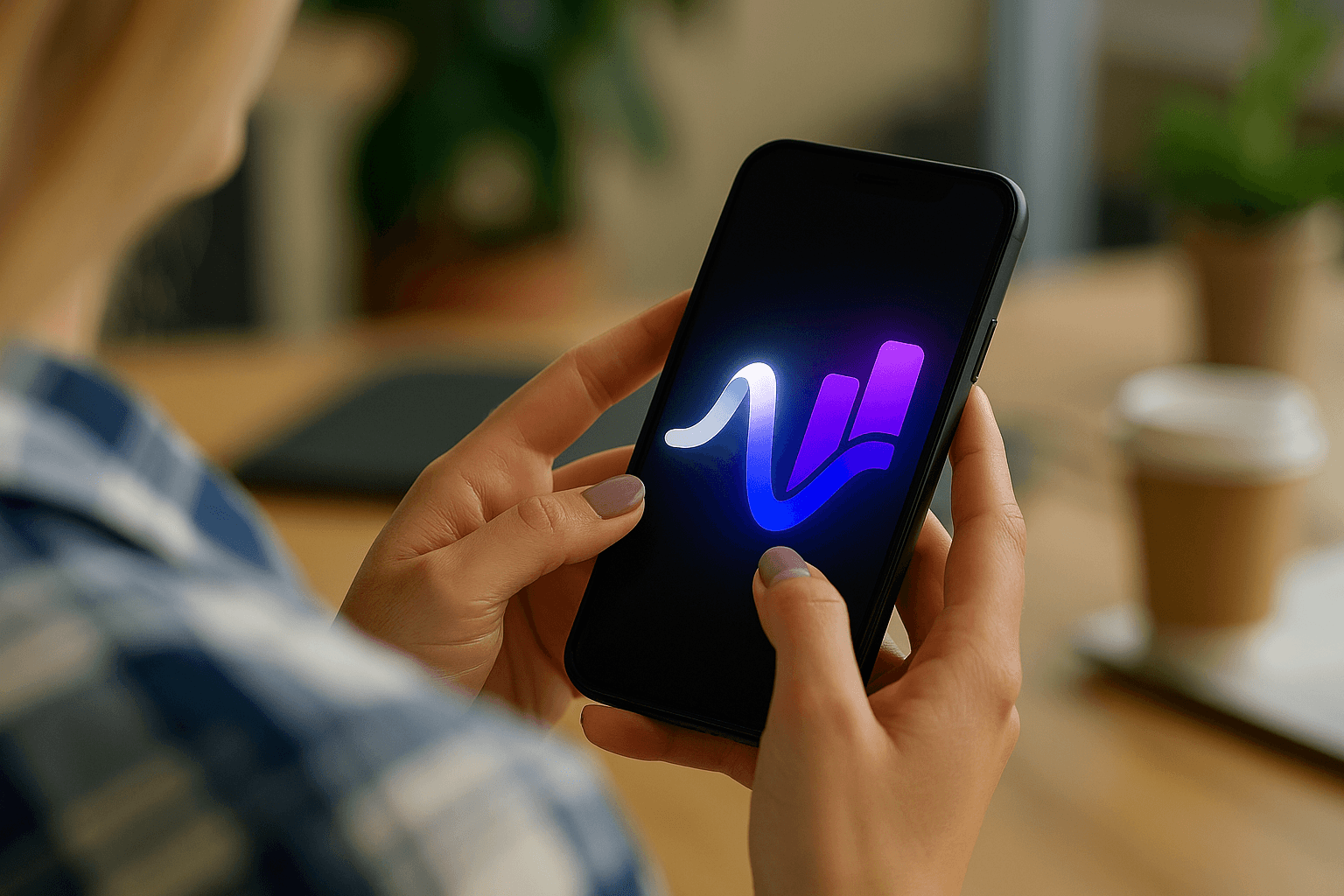 Person using smartphone with beautiful app interface